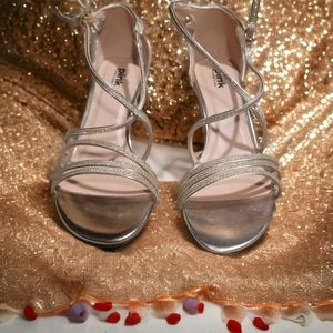NWOT Pink Paradox London Gold Glitter Strappy Heels Size 8